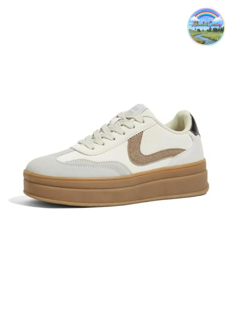 Women's Platform Sneakers Faux PU Leather Suede Retro Lace-Up